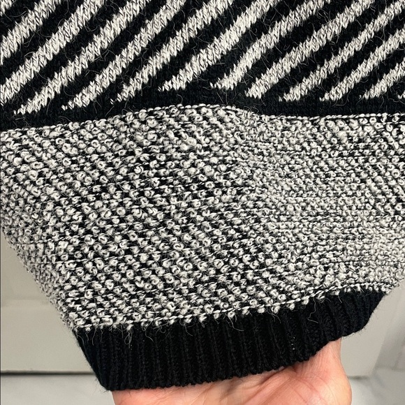 Dolce Cabo Black & White Striped Open Front Knit Sweater Cardigan Jacket Sz M - Picture 5 of 14